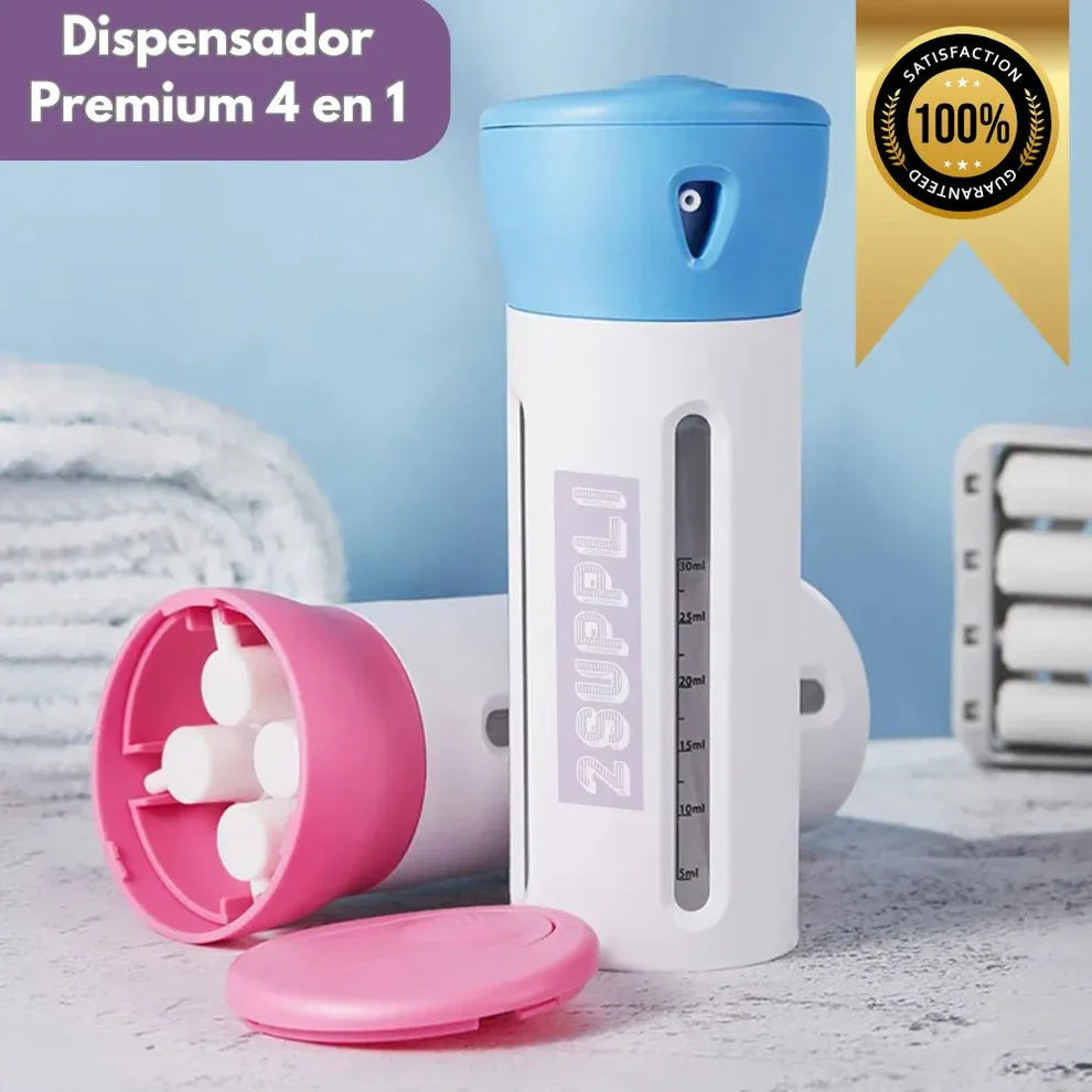 🌍 Dispensador Viajero 4 en 1 a prueba de derrames